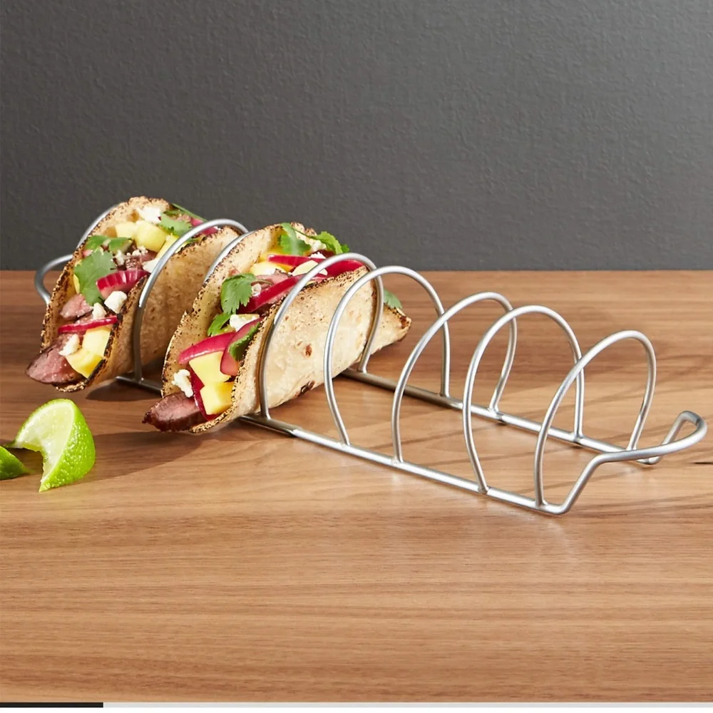 Crate & Barrel Taco Metal Wire Taco Serving Racks, Two